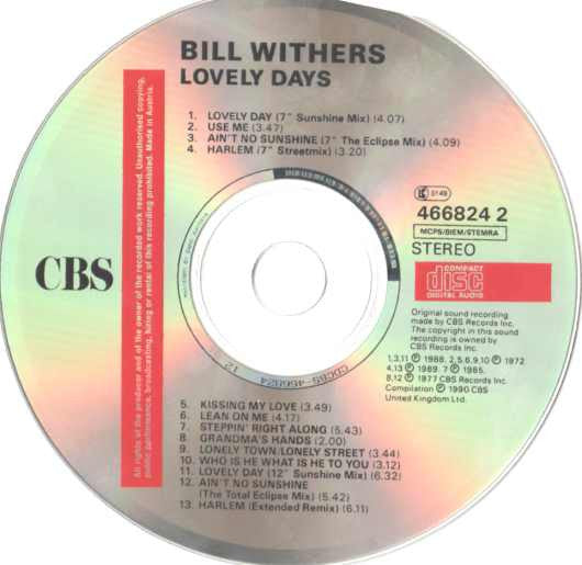 Bill Withers : Lovely Days (CD, Comp)
