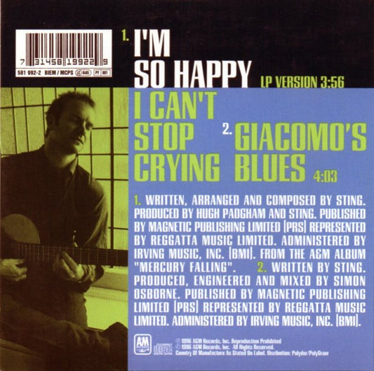 Sting : I'm So Happy I Can't Stop Crying (CD, Single, Car)