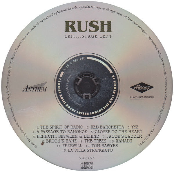 Rush : Exit...Stage Left (CD, Album, RE, RM, PMD)