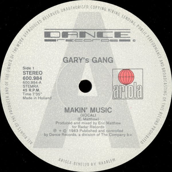 Gary's Gang : Makin' Music (12")