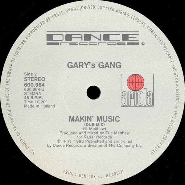Gary's Gang : Makin' Music (12")