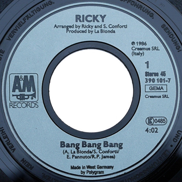 Ricky (3) : Bang Bang Bang (7", Single)