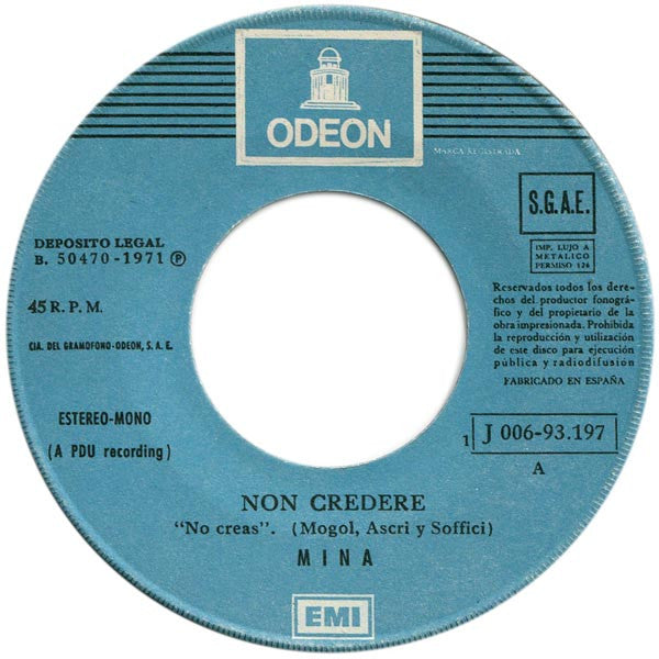 Mina (3) : Non Credere (7", Single)