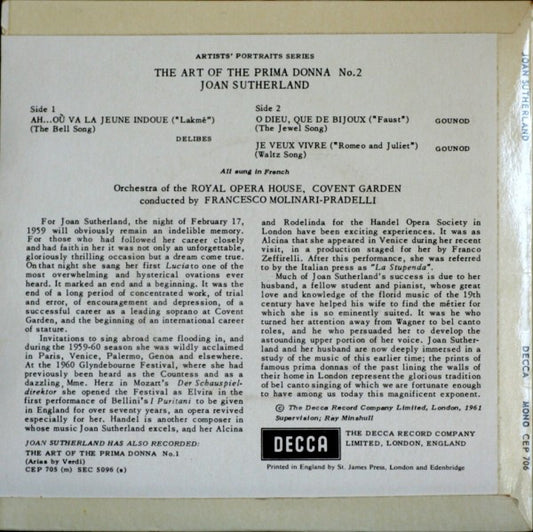 Joan Sutherland, Léo Delibes, Charles Gounod : Lakmé / Faust / Romeo And Juliet (7", EP, Mono)