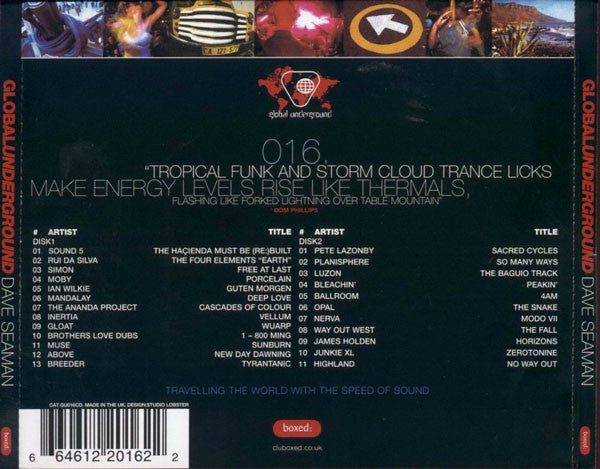 Dave Seaman : Global Underground 016: Cape Town (2xCD, Comp, Mixed)