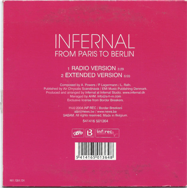 Infernal : From Paris To Berlin (CD, Single)
