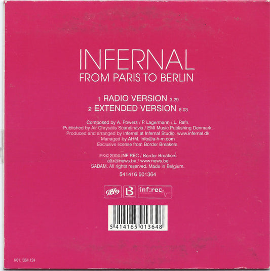 Infernal : From Paris To Berlin (CD, Single)