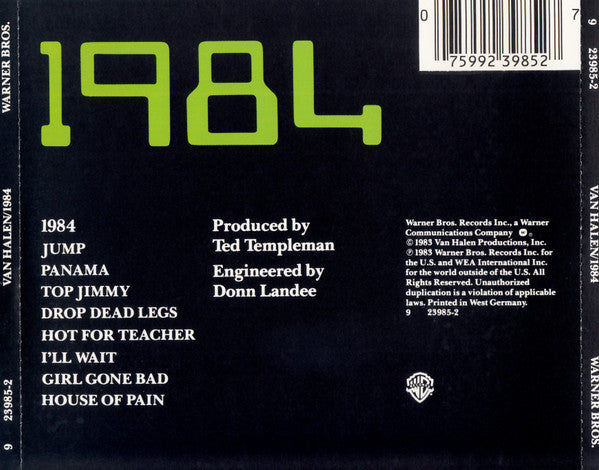 Van Halen : 1984 (CD, Album, Tar)