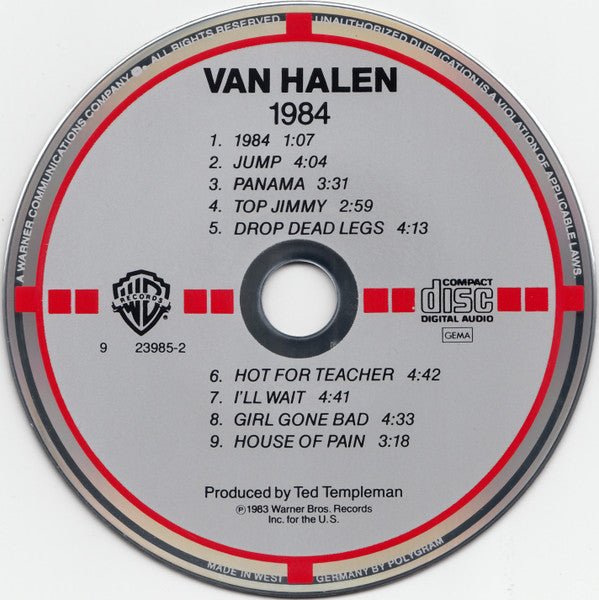Van Halen : 1984 (CD, Album, Tar)