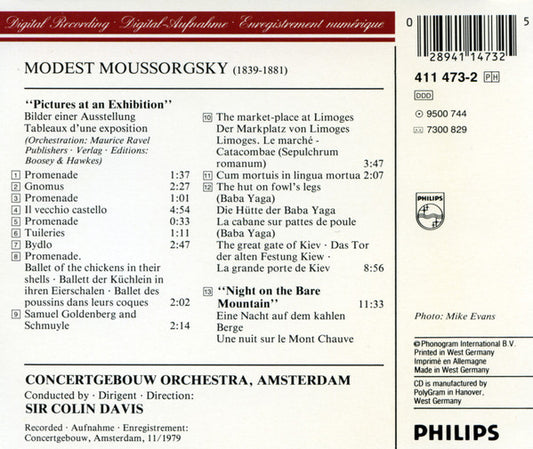 Modest Mussorgsky / Concertgebouworkest, Sir Colin Davis : Pictures At An Exhibition / Night On The Bare Mountain (CD, Album)
