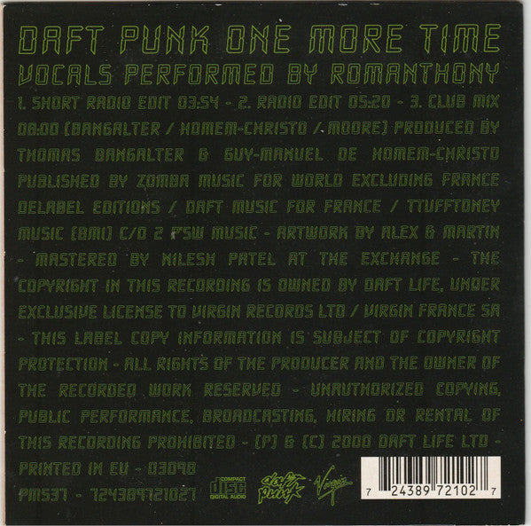 Daft Punk : One More Time (CD, Single, Car)