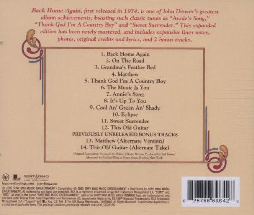 John Denver : Back Home Again (CD, Album, RE, RM)
