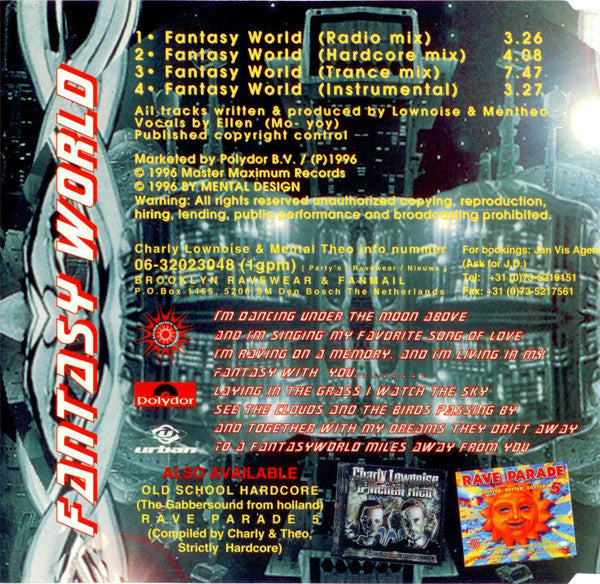 Charly Lownoise & Mental Theo : Fantasy World (CD, Maxi)