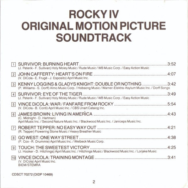 Various : Rocky IV (Original Motion Picture Soundtrack) (CD)
