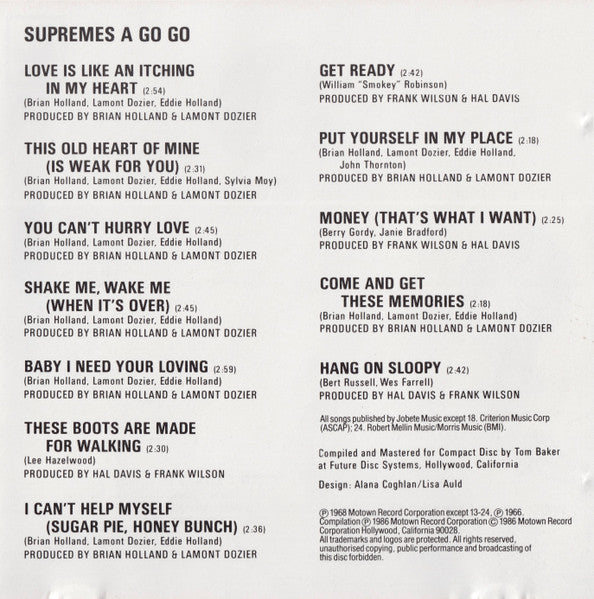 The Supremes : Love Child / Supremes A Go Go (CD, Comp, RM)