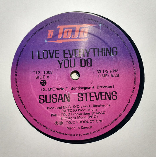 Susan Stevens : I Love Everything You Do (12")