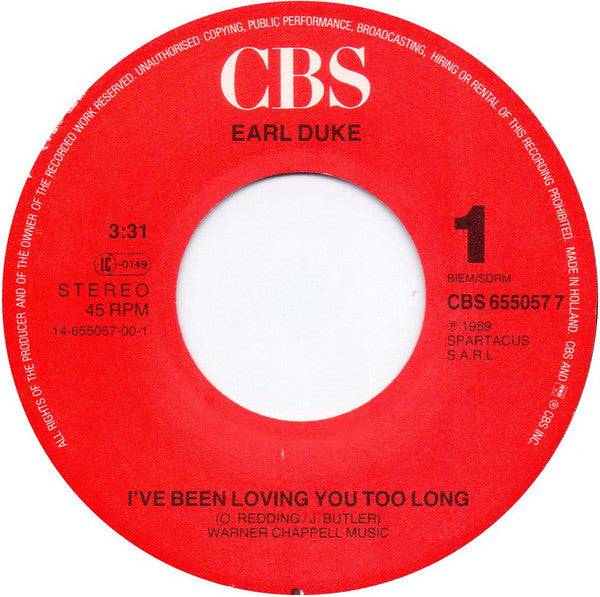 Earl Duke : I've Been Loving You Too Long (7", Single)