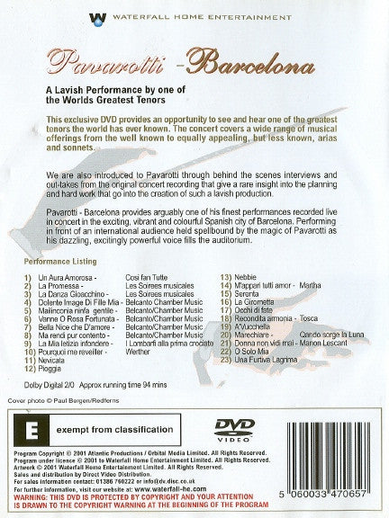 Luciano Pavarotti : Barcelona (A Lavish Performance By One Of The Worlds Greatest Tenors) (DVD-V, Copy Prot., Dol)