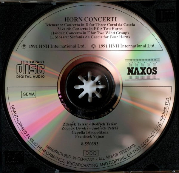 Georg Philipp Telemann • Antonio Vivaldi • Georg Friedrich Händel • Leopold Mozart, Zdeněk Tylšar • Bedřich Tylšar, Zdeněk Divoký • Jindřich Petráš, Capella Istropolitana, František Vajnar : Horn Concerti (CD, Album)