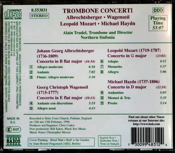 Johann Georg Albrechtsberger, Georg Christoph Wagenseil, Leopold Mozart, Michael Haydn, Northern Sinfonia, Alain Trudel : Trombone Concerti (CD, Album)