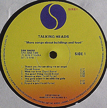 Talking Heads : More Songs About Buildings And Food (LP, Album, 2nd)