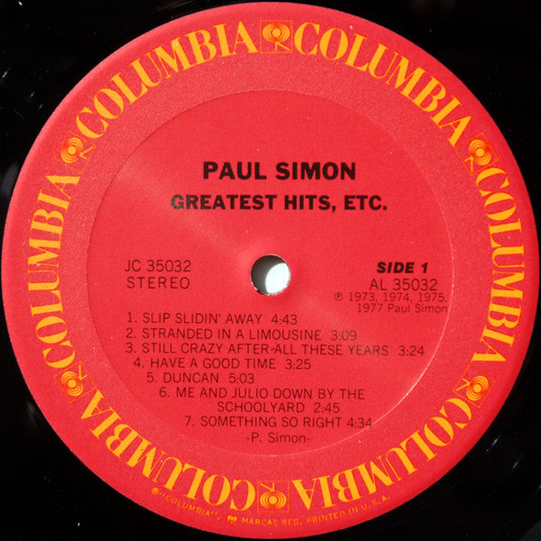 Paul Simon : Greatest Hits, Etc. (LP, Comp, RE, Car)