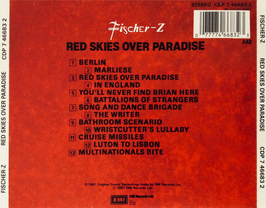 Fischer-Z : Red Skies Over Paradise (CD, Album)