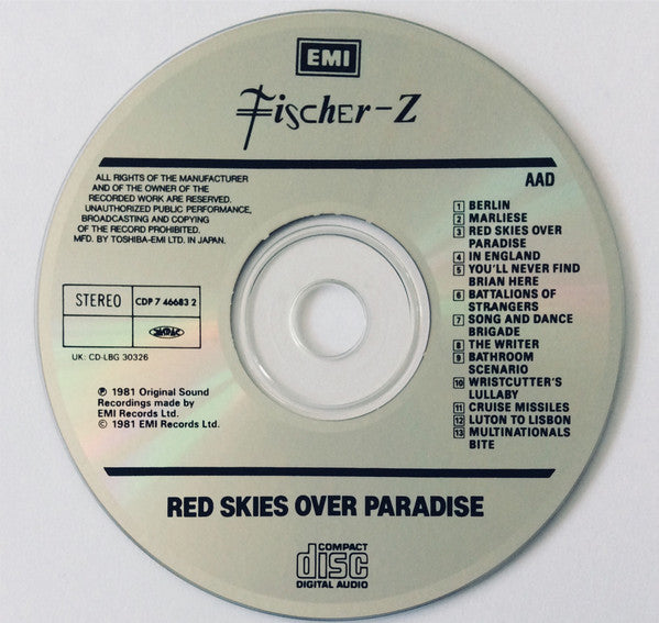 Fischer-Z : Red Skies Over Paradise (CD, Album)