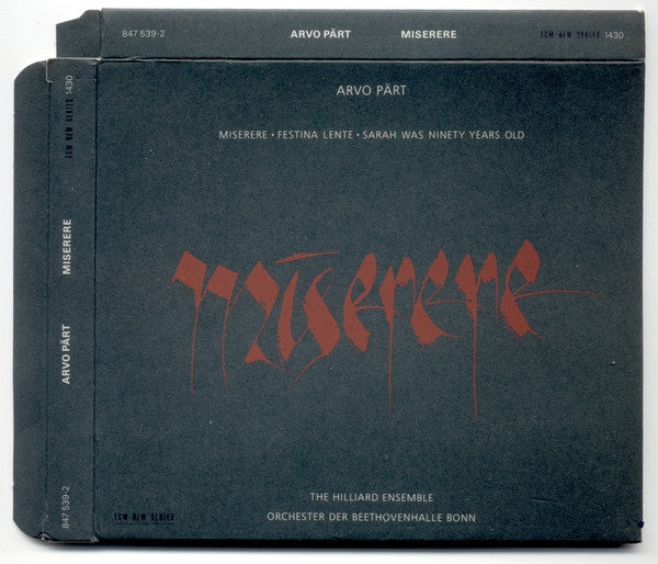 Arvo Pärt - The Hilliard Ensemble, Orchester Der Beethovenhalle Bonn : Miserere (CD, Album)