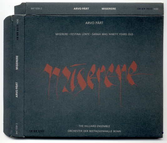 Arvo Pärt - The Hilliard Ensemble, Orchester Der Beethovenhalle Bonn : Miserere (CD, Album)