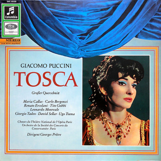 Giacomo Puccini, Maria Callas · Carlo Bergonzi, Renato Ercolani · Tito Gobbi, Leonardo Monreale, Giorgio Tadeo · David Sellar · Ugo Trama, Choeur National De L'Opéra De Paris, Orchestre De La Société Des Concerts Du Conservatoire, Georges Prêtre : Tosca (Grosser Querschnitt) (LP)