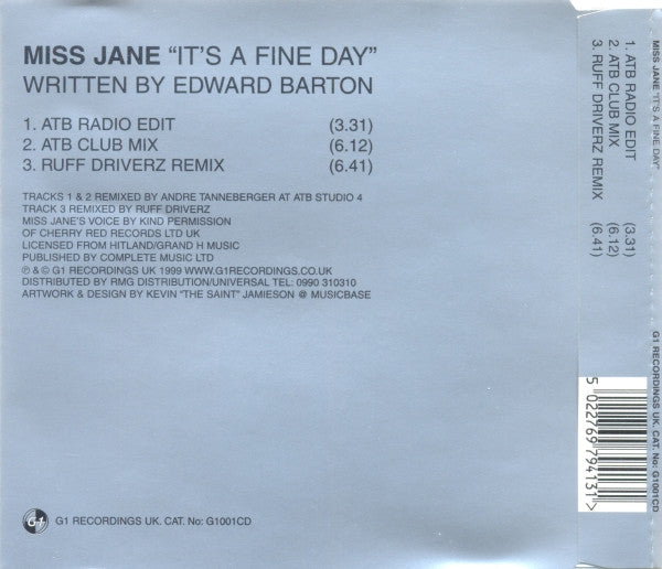 Miss Jane : It's A Fine Day (CD, Single)