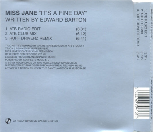 Miss Jane : It's A Fine Day (CD, Single)