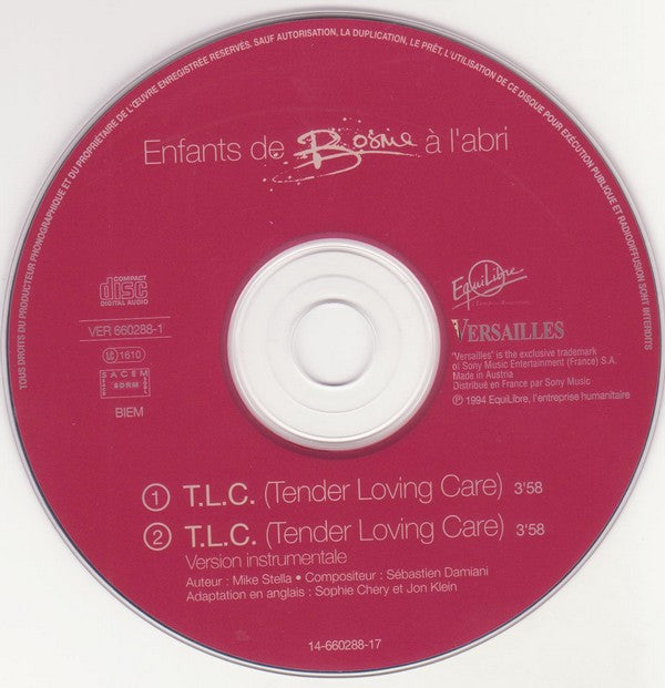Enfants De Bosnie À L'Abri : T.L.C (Tender Loving Care) (CD, Single)