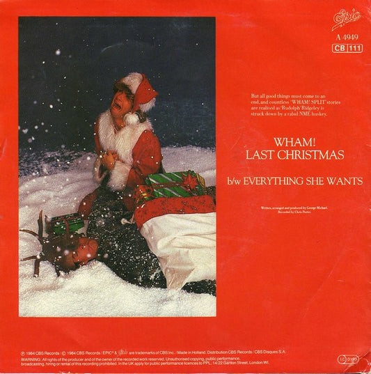 Wham! : Last Christmas (7", Single, Bla)