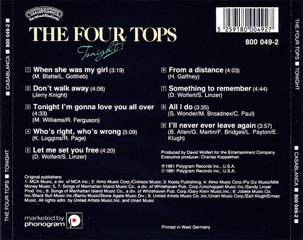Four Tops : Tonight! (CD, Album, RE)