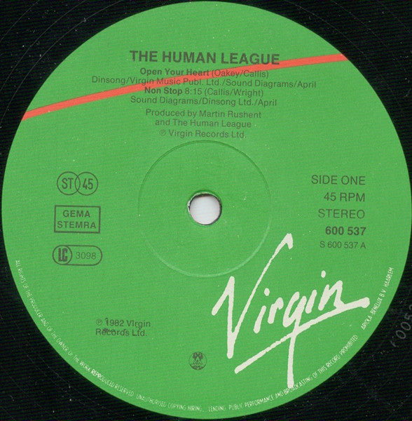 The Human League : Open Your Heart / Non-Stop (12")