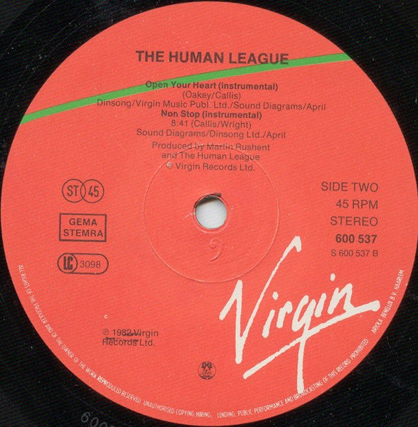 The Human League : Open Your Heart / Non-Stop (12")