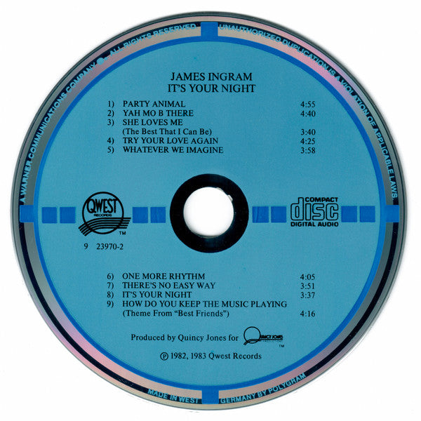 James Ingram : It's Your Night (CD, Album, Tar)