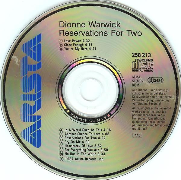 Dionne Warwick : Reservations For Two (CD, Album)