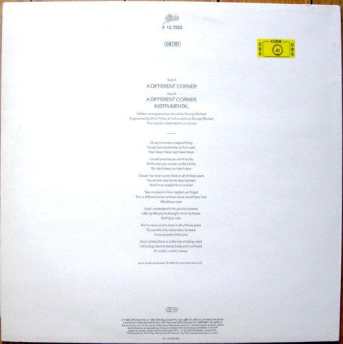 George Michael : A Different Corner (12", Maxi)