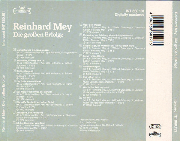 Reinhard Mey : Die Großen Erfolge (CD, Comp, RE)