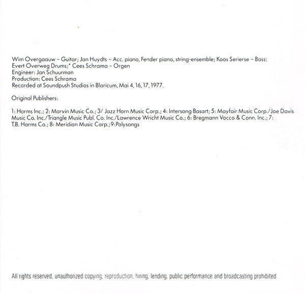 Wim Overgaauw : In The Mood For... Blue Guitar (CD, Album)