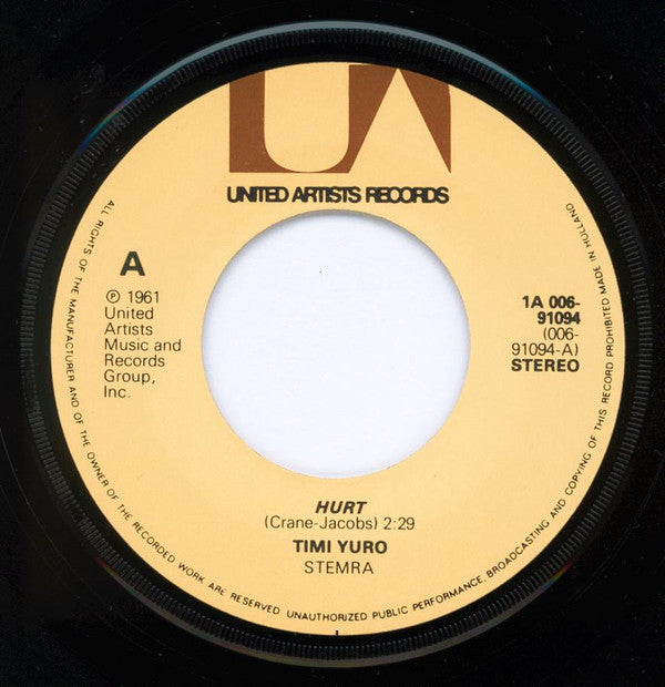 Timi Yuro : Hurt / Smile (7", Single, RE)