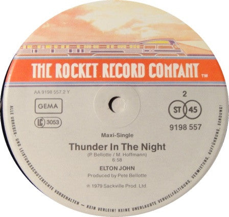 Elton John : Johnny B. Goode / Thunder In The Night (12", Maxi)