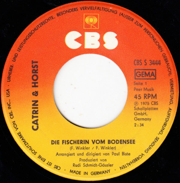 Catrin & Horst : Die Fischerin Vom Bodensee (7", Single)