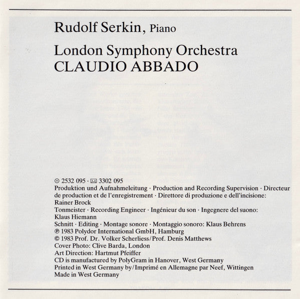 Wolfgang Amadeus Mozart – London Symphony Orchestra - Rudolf Serkin - Claudio Abbado : Klavierkonzerte · Piano Concertos Nos. 21 & 23 (CD, Album, RE)