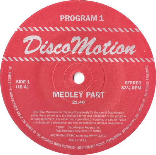 Various : Disco Motion - Program 1 (12", Mixed, Unofficial, Red)