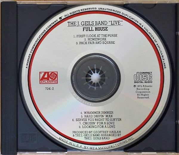 The J. Geils Band : "Live" Full House (CD, Album, RE)