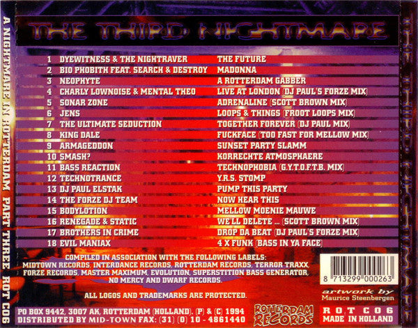 Various : A Nightmare In Rotterdam Part Three (The Ultimate Hardcore Compilation) (CD, Comp)